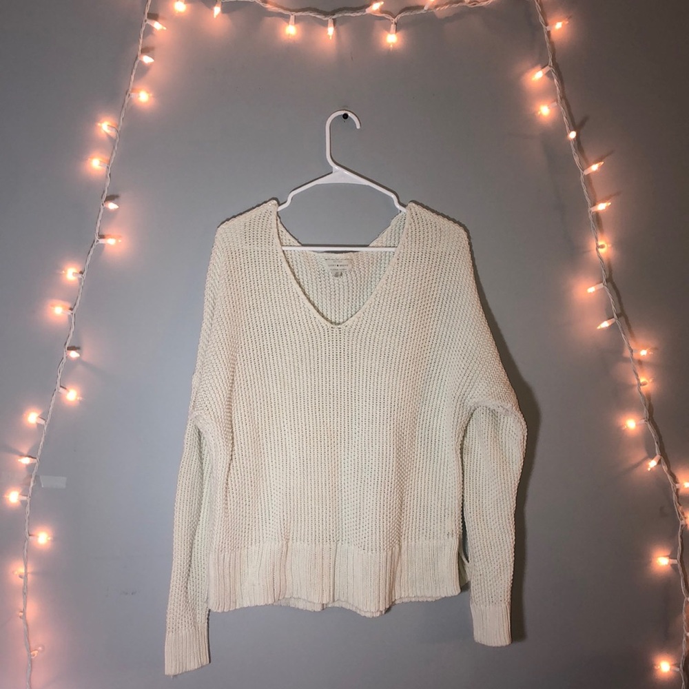 lucky brand cream v-neck
